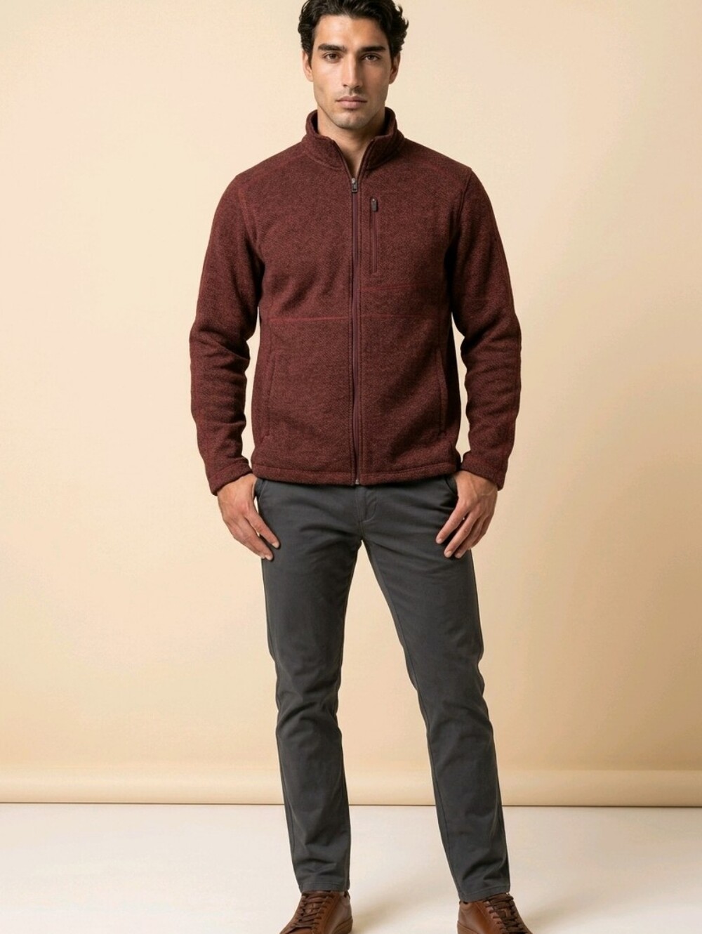Duluth‎ Trading Heavy Weight Fleece Full Zip Jacket  XXL TALL Brown RUST POCKETS